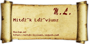 Miták Líviusz névjegykártya